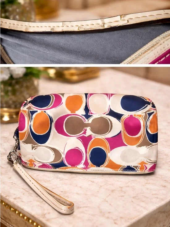 Coach Y2K Multicolor Signature Sateen Turnlock Wristlet - Picture 2 of 11